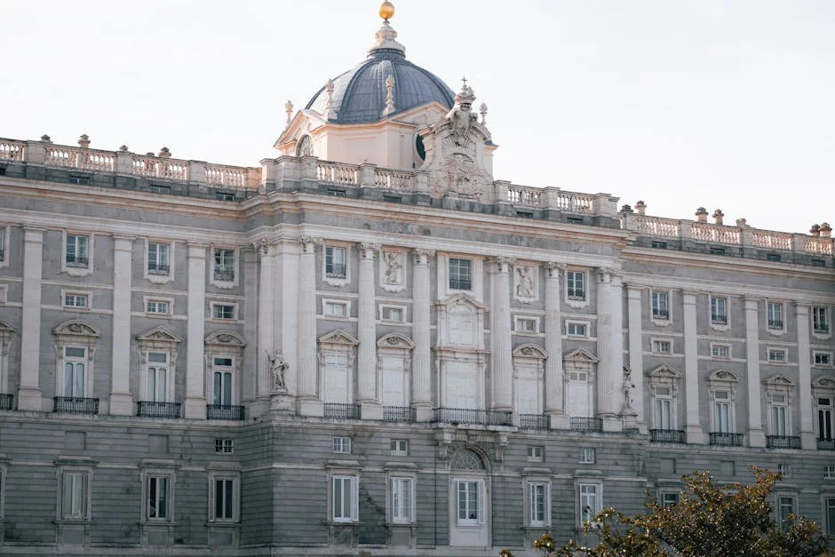 Close-up of the Royal Palace of Madrid. Captivating facade in soft daylight, showcasing classic architecture. - royal dog names